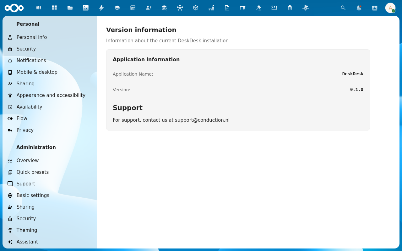 Admin settings - Knowledge + bottom